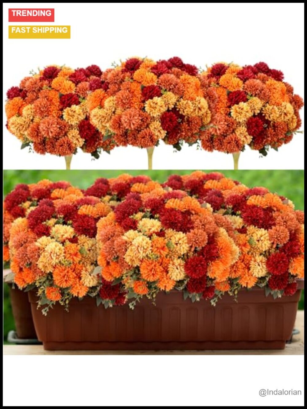 12 Pc Artificial Fall Mums Silk Faux Flowers Stems Home Decor